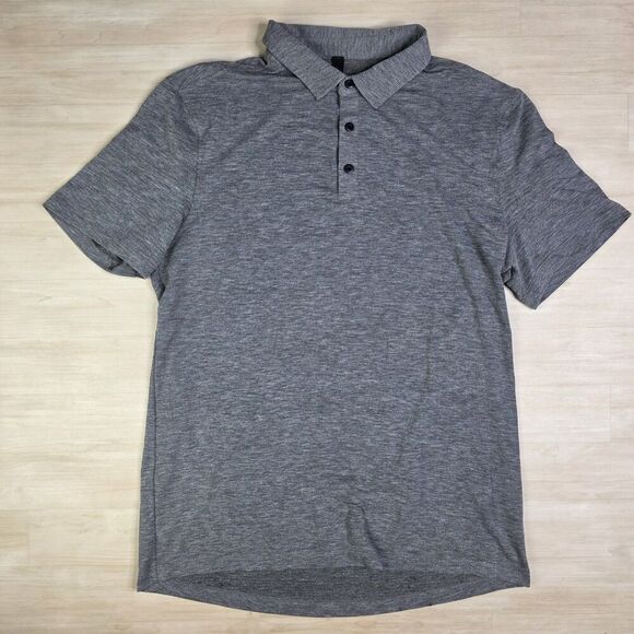 Lululemon Performance Polo Men’s Size Large Gray Knit Tech Short Sleeve Golf - Picture 1 of 6